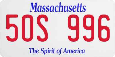 MA license plate 5OS996