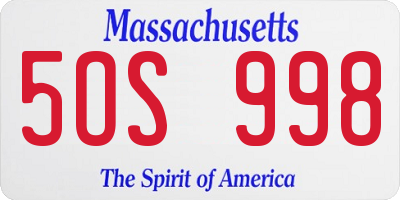 MA license plate 5OS998
