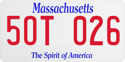 MA license plate 5OT026