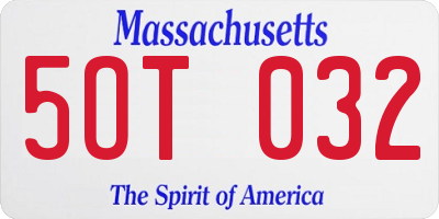 MA license plate 5OT032