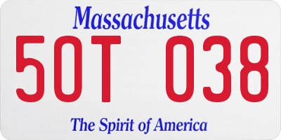 MA license plate 5OT038