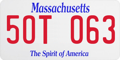 MA license plate 5OT063