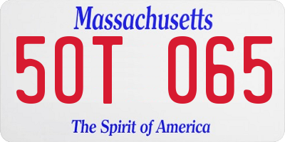 MA license plate 5OT065