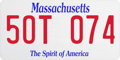 MA license plate 5OT074