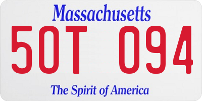 MA license plate 5OT094