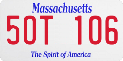 MA license plate 5OT106