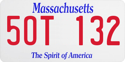 MA license plate 5OT132