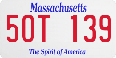 MA license plate 5OT139