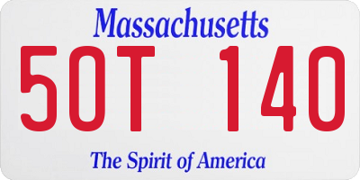 MA license plate 5OT140