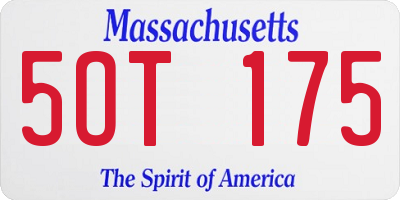 MA license plate 5OT175
