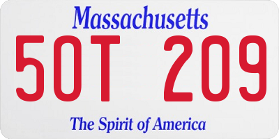 MA license plate 5OT209
