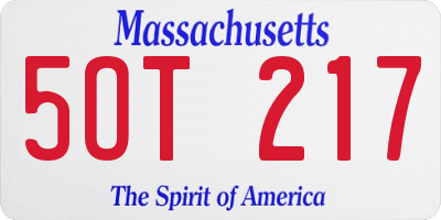 MA license plate 5OT217