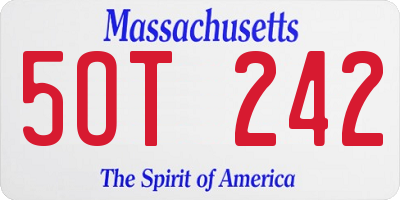MA license plate 5OT242