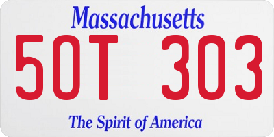 MA license plate 5OT303