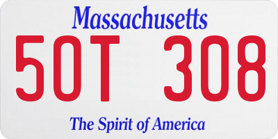 MA license plate 5OT308