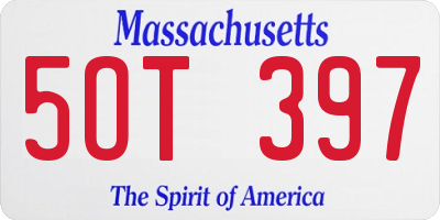 MA license plate 5OT397