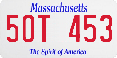 MA license plate 5OT453