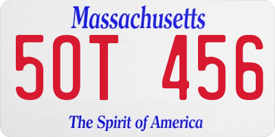MA license plate 5OT456