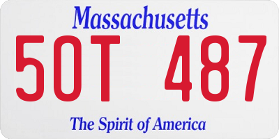 MA license plate 5OT487