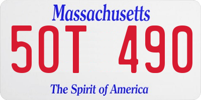 MA license plate 5OT490