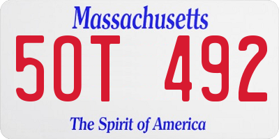 MA license plate 5OT492