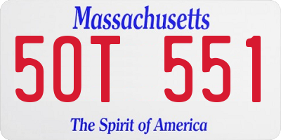 MA license plate 5OT551