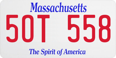MA license plate 5OT558