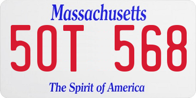 MA license plate 5OT568