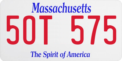 MA license plate 5OT575