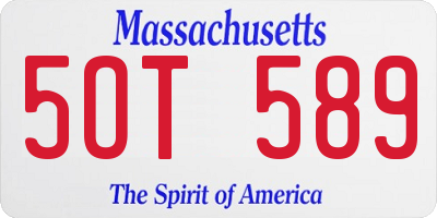 MA license plate 5OT589