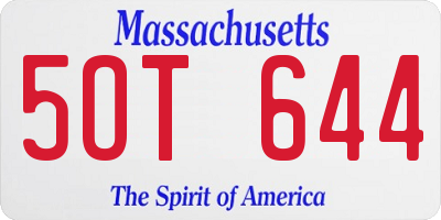 MA license plate 5OT644