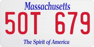 MA license plate 5OT679