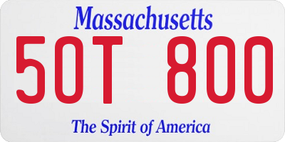 MA license plate 5OT800