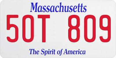 MA license plate 5OT809