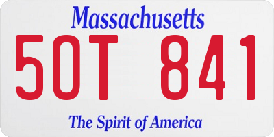 MA license plate 5OT841