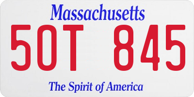 MA license plate 5OT845