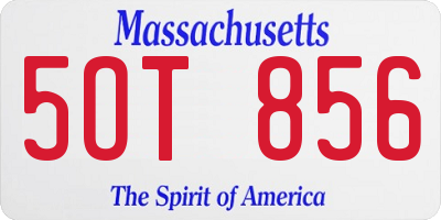 MA license plate 5OT856