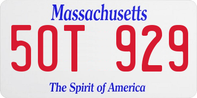MA license plate 5OT929