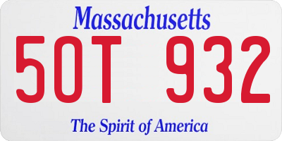 MA license plate 5OT932