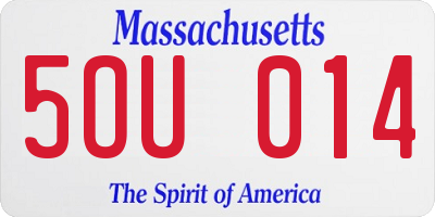 MA license plate 5OU014