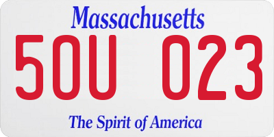 MA license plate 5OU023