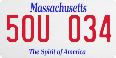 MA license plate 5OU034