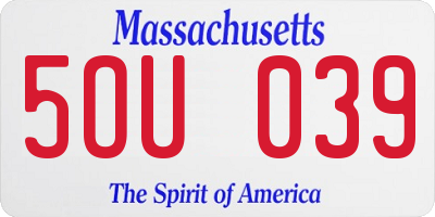 MA license plate 5OU039