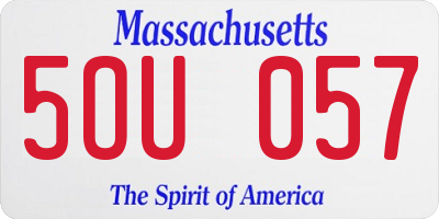 MA license plate 5OU057