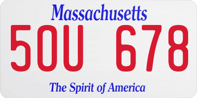 MA license plate 5OU678