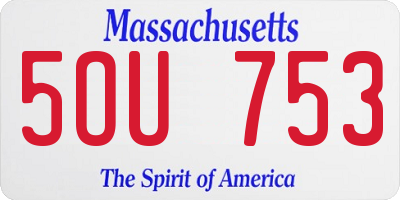 MA license plate 5OU753
