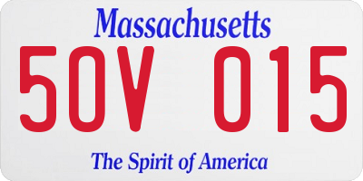 MA license plate 5OV015