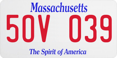 MA license plate 5OV039