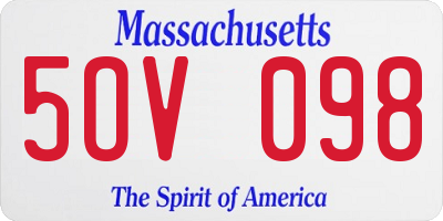 MA license plate 5OV098