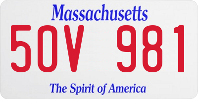 MA license plate 5OV981